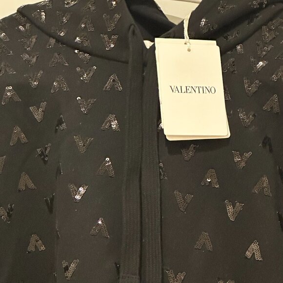 Valentino Sequin Logo Detail Hoodie Rare - Picture 5 of 8